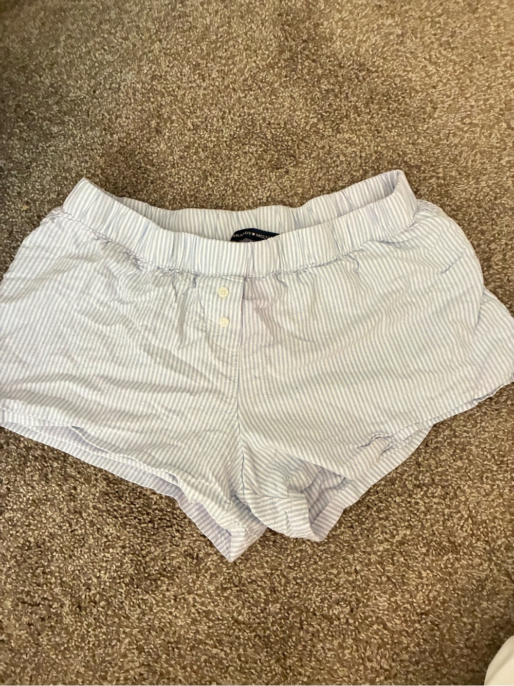 Brandy Melville Light Blue & White Striped Sleep Shorts